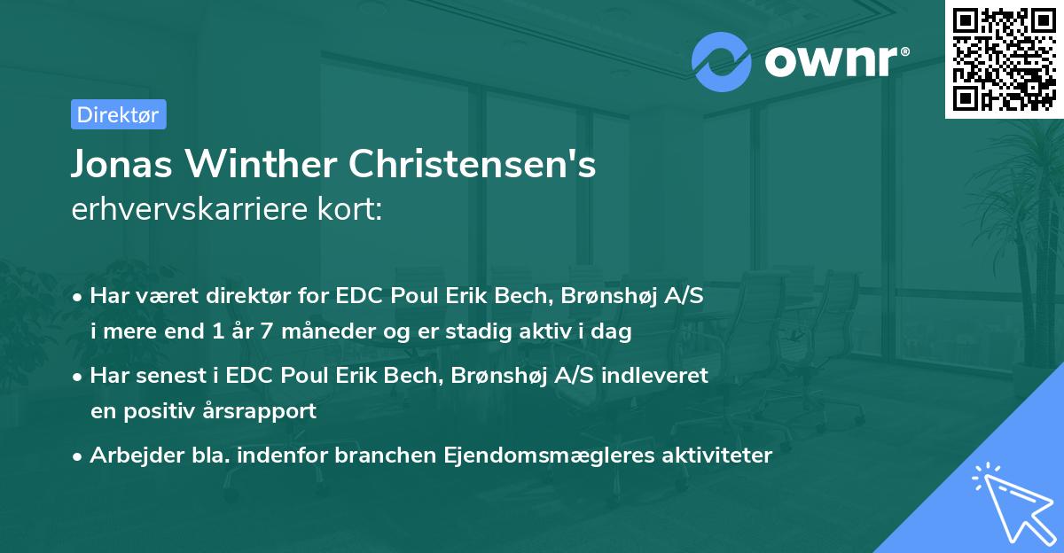 Jonas Winther Christensen's erhvervskarriere kort