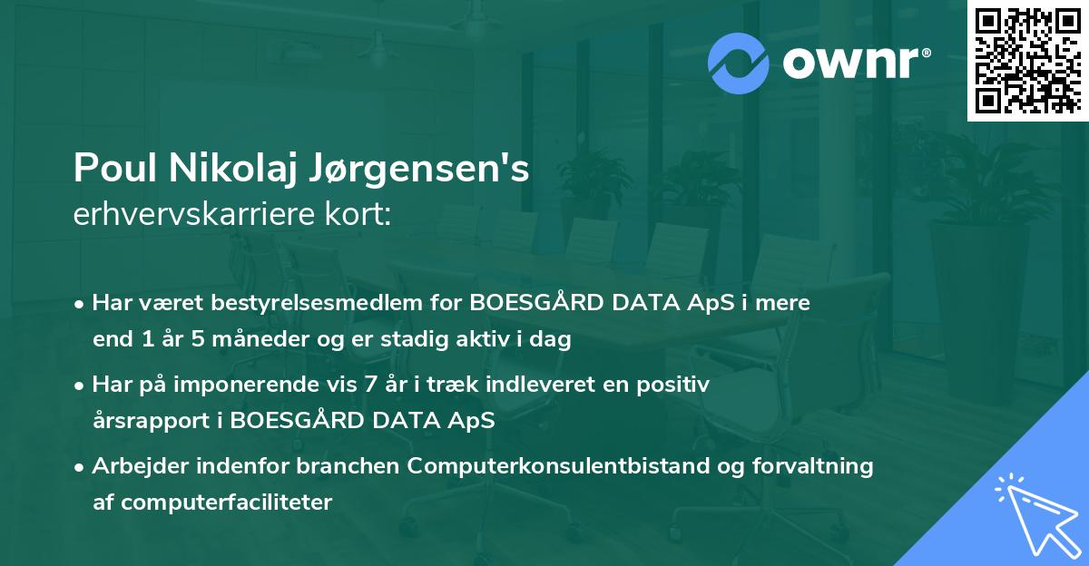 Poul Nikolaj Jørgensen's erhvervskarriere kort