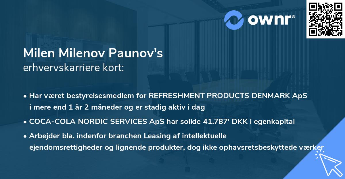 Milen Milenov Paunov's erhvervskarriere kort