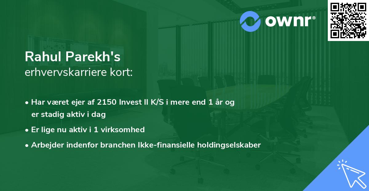 Rahul Parekh's erhvervskarriere kort