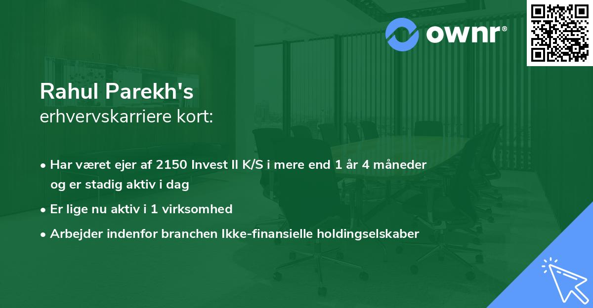Rahul Parekh's erhvervskarriere kort