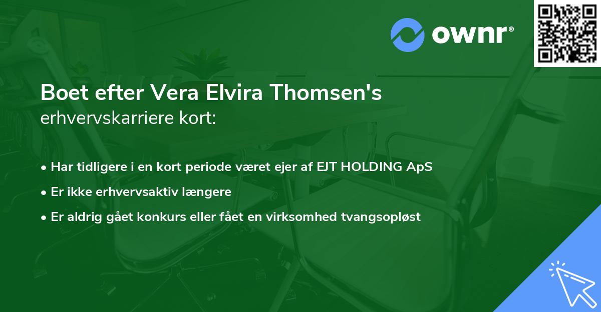 Boet efter Vera Elvira Thomsen's erhvervskarriere kort