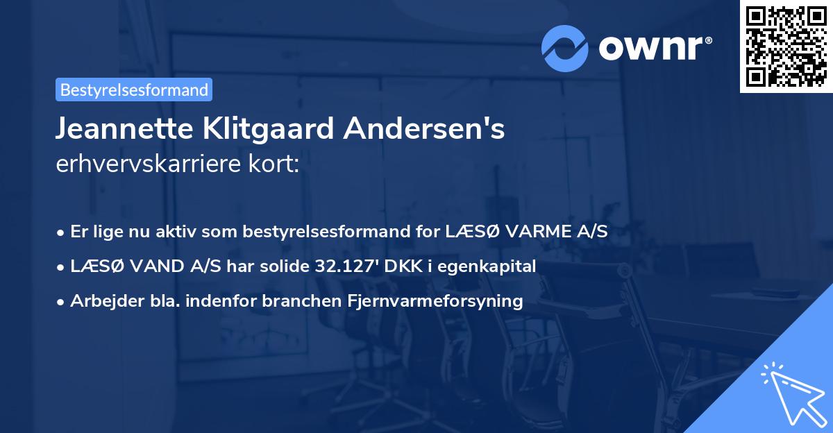 Jeannette Klitgaard Andersen's erhvervskarriere kort