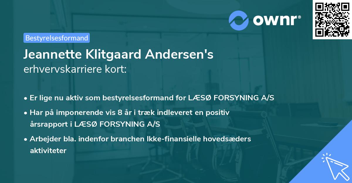 Jeannette Klitgaard Andersen's erhvervskarriere kort