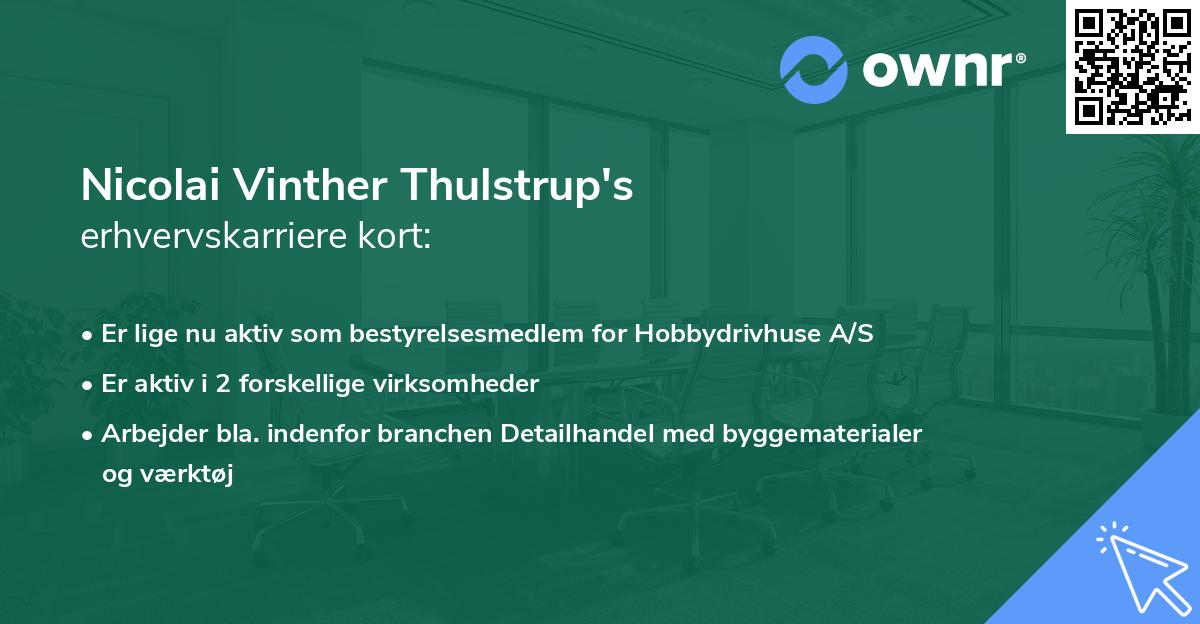 Nicolai Vinther Thulstrup's erhvervskarriere kort