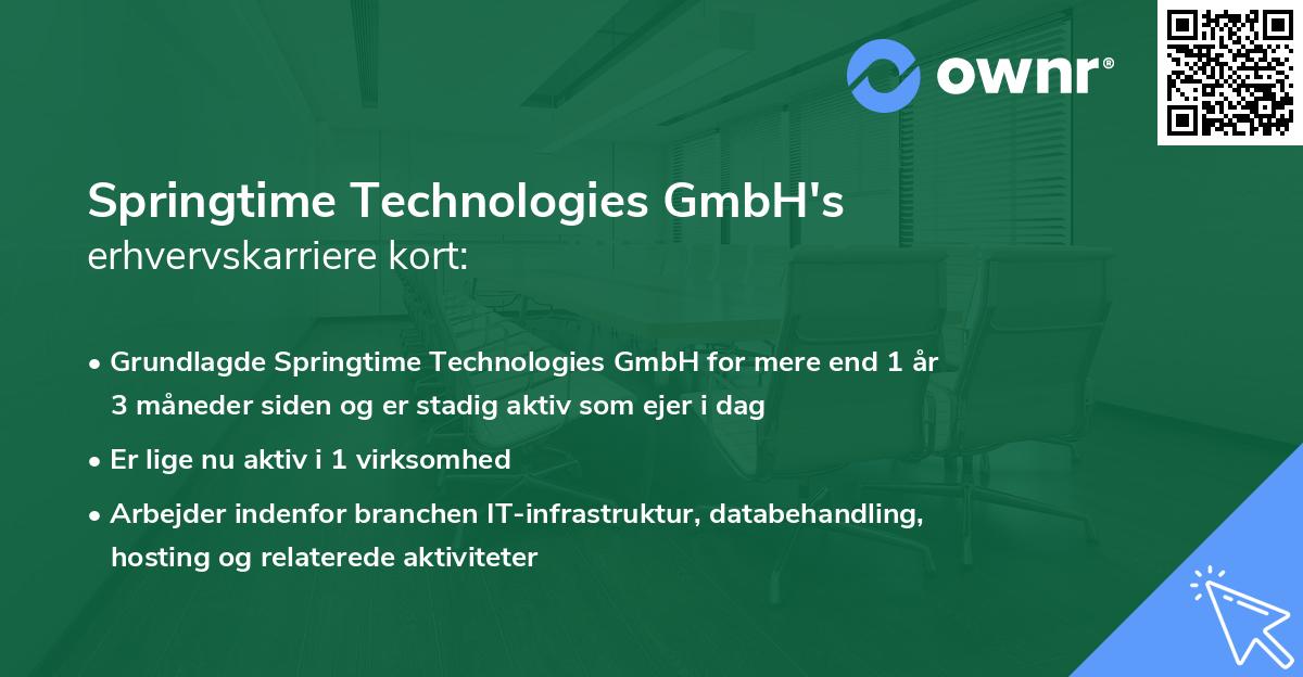 Springtime Technologies GmbH's erhvervskarriere kort