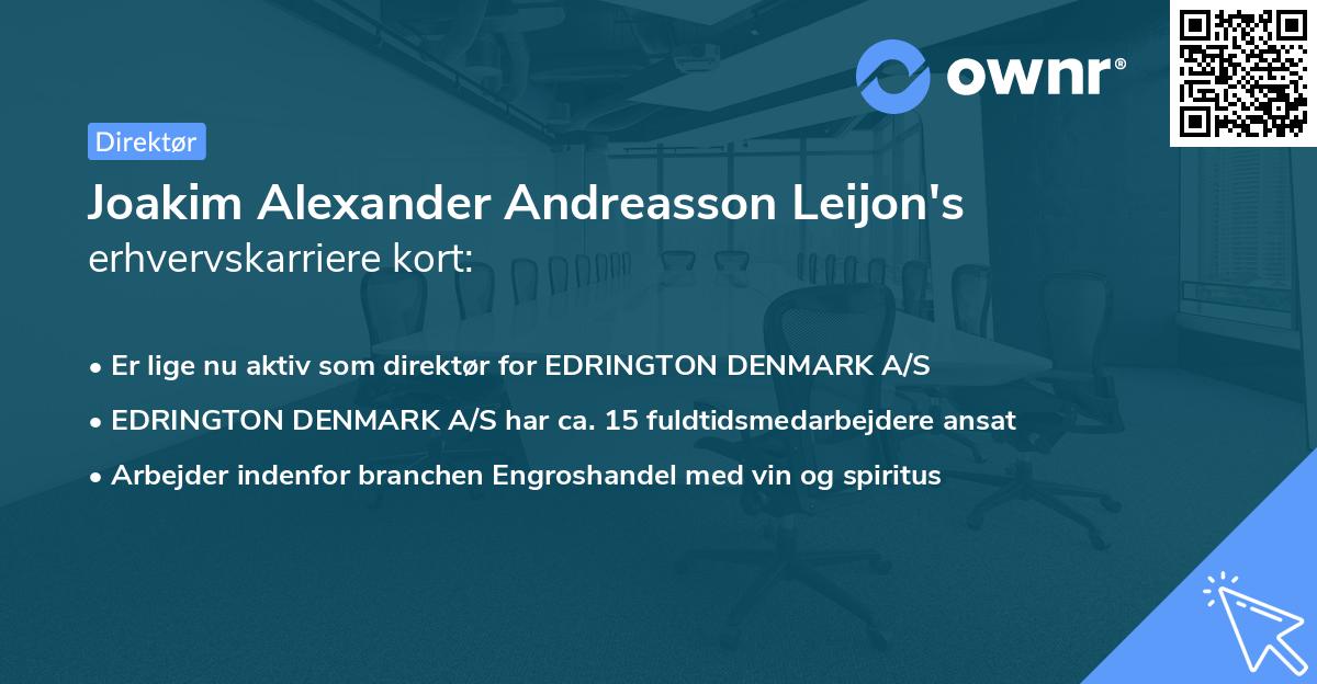 Joakim Alexander Andreasson Leijon's erhvervskarriere kort