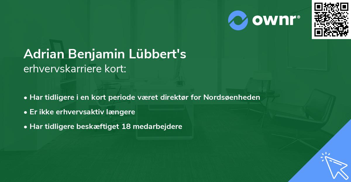 Adrian Benjamin Lübbert's erhvervskarriere kort