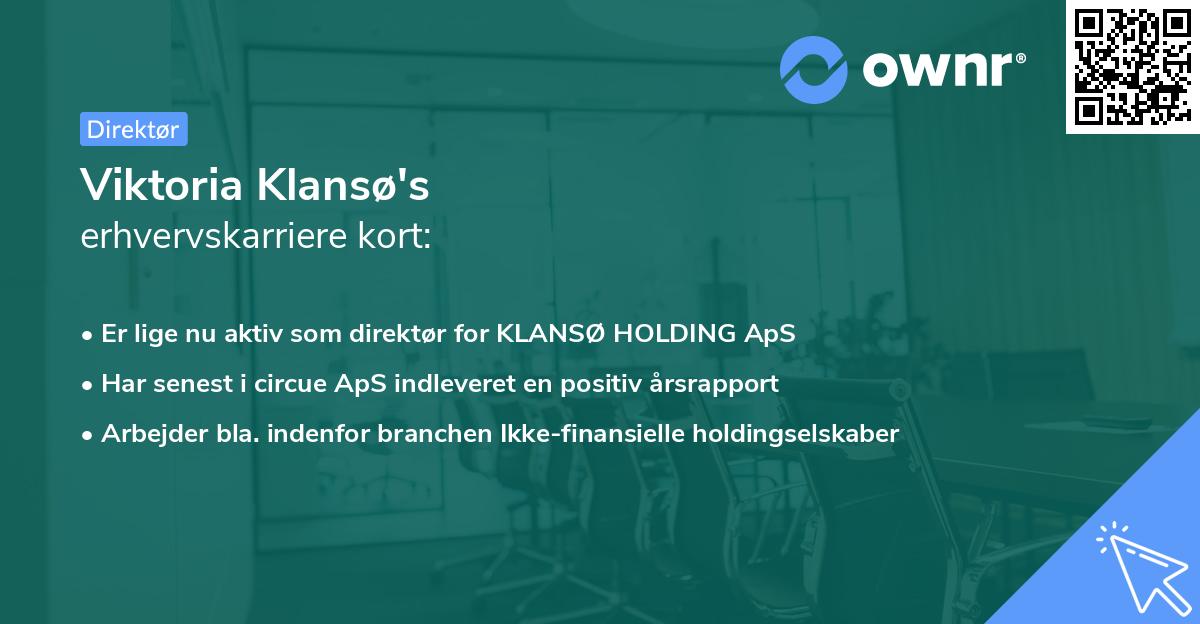 Viktoria Klansø's erhvervskarriere kort