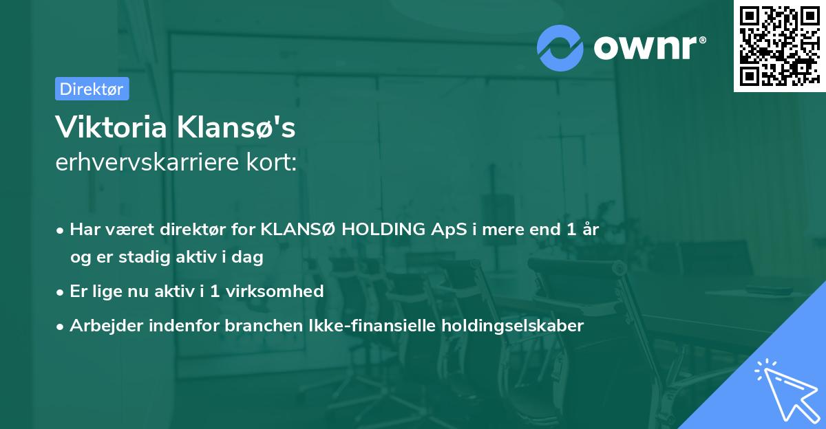 Viktoria Klansø's erhvervskarriere kort