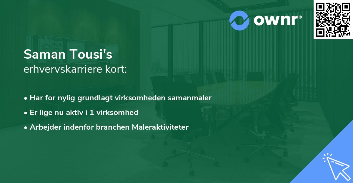 Saman Tousi's erhvervskarriere kort