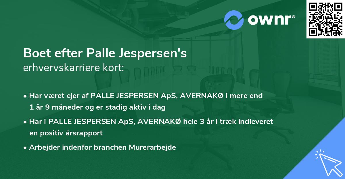 Boet efter Palle Jespersen's erhvervskarriere kort