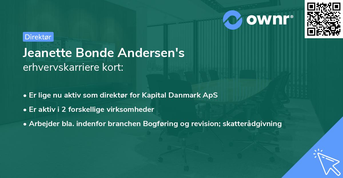 Jeanette Bonde Andersen's erhvervskarriere kort