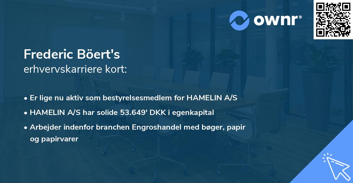 Frederic Böert's erhvervskarriere kort