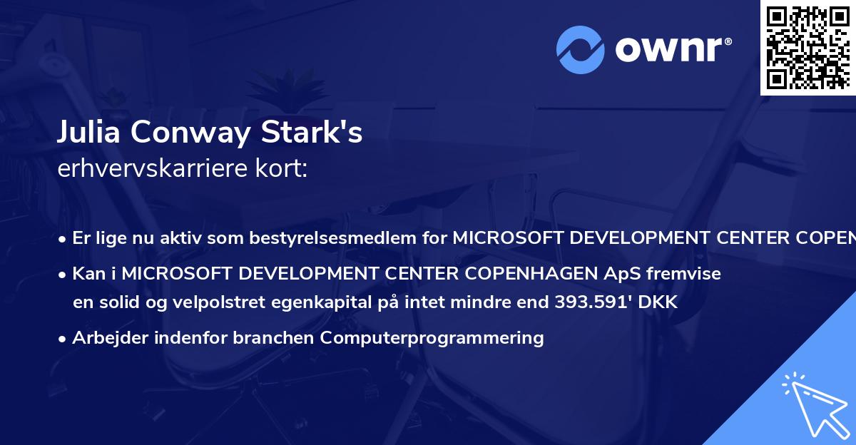 Julia Conway Stark's erhvervskarriere kort