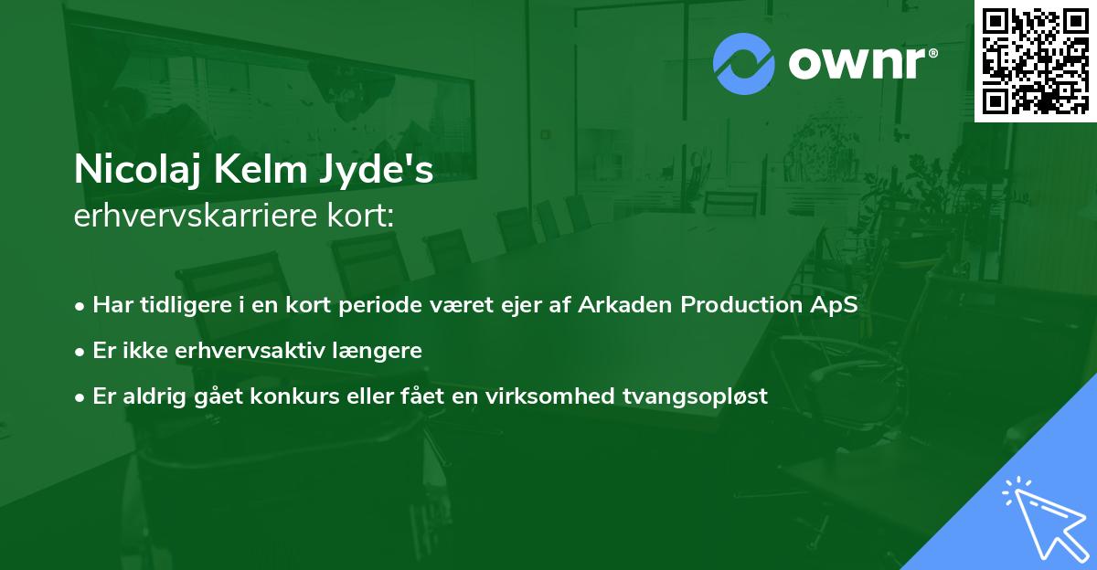 Nicolaj Kelm Jyde's erhvervskarriere kort