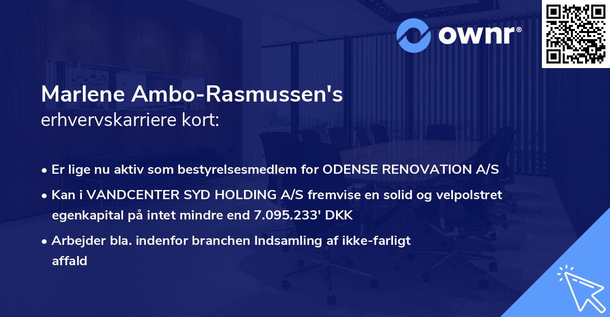 Marlene Ambo-Rasmussen's erhvervskarriere kort