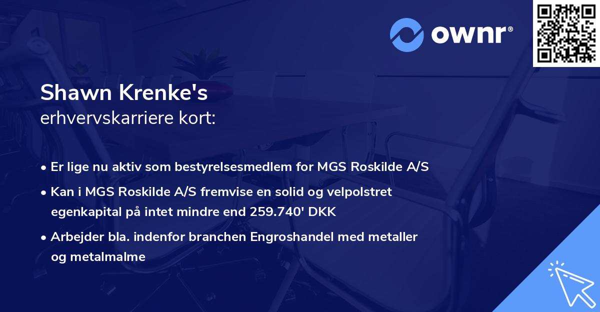 Shawn Krenke's erhvervskarriere kort