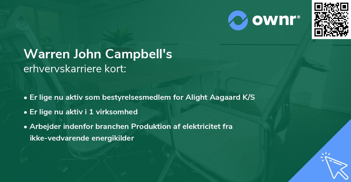 Warren John Campbell's erhvervskarriere kort