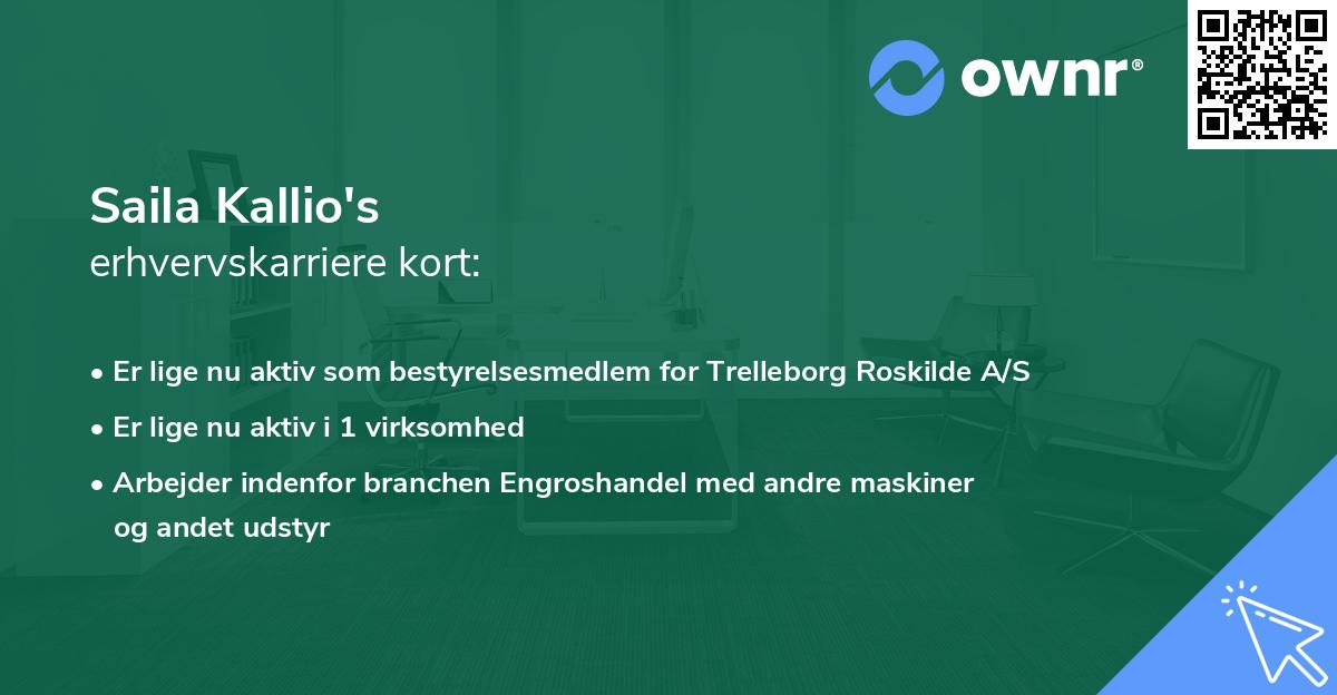 Saila Kallio's erhvervskarriere kort