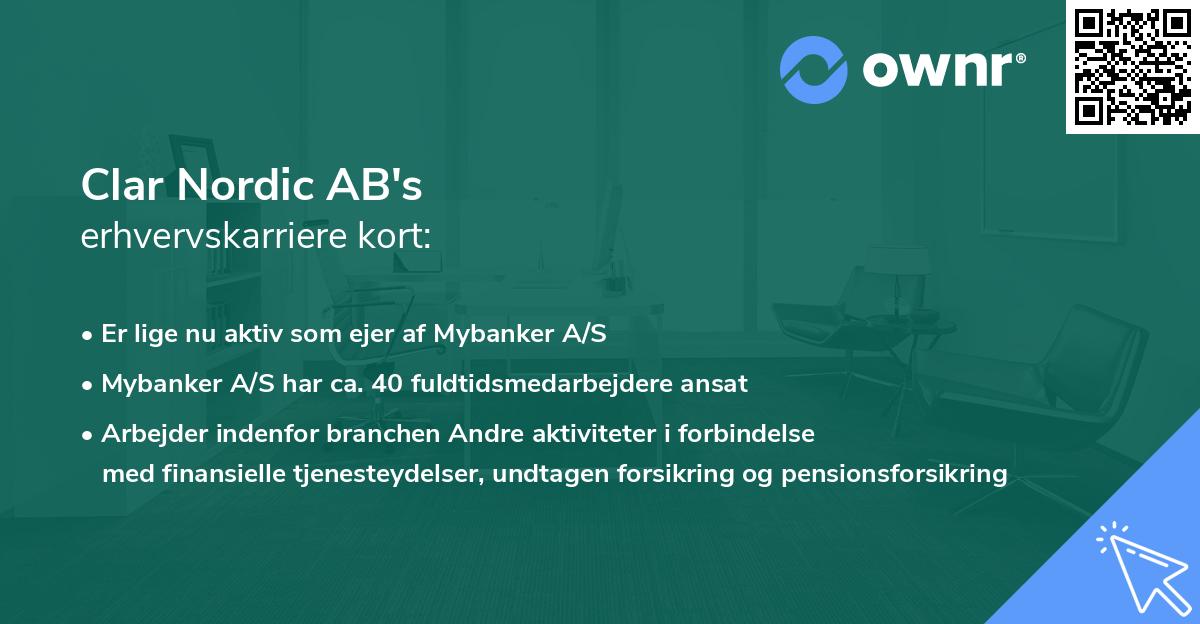 Clar Nordic AB's erhvervskarriere kort