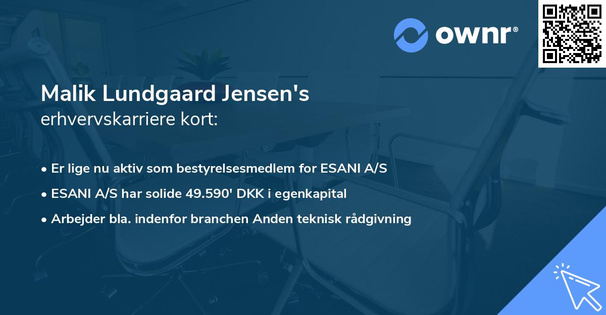 Malik Lundgaard Jensen's erhvervskarriere kort