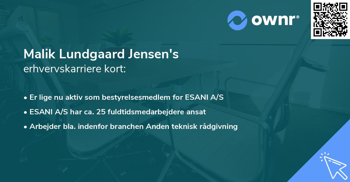 Malik Lundgaard Jensen's erhvervskarriere kort
