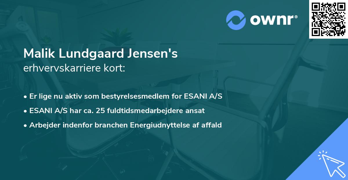 Malik Lundgaard Jensen's erhvervskarriere kort