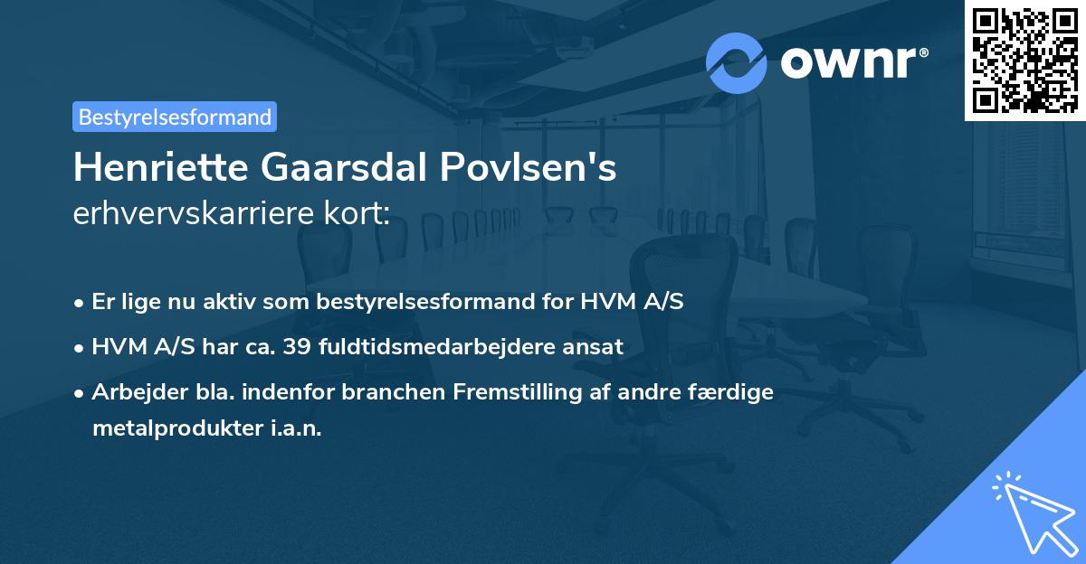 Henriette Gaarsdal Povlsen's erhvervskarriere kort