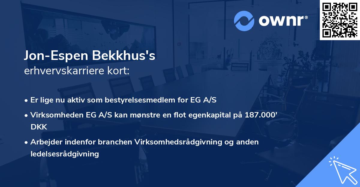 Jon-Espen Bekkhus's erhvervskarriere kort