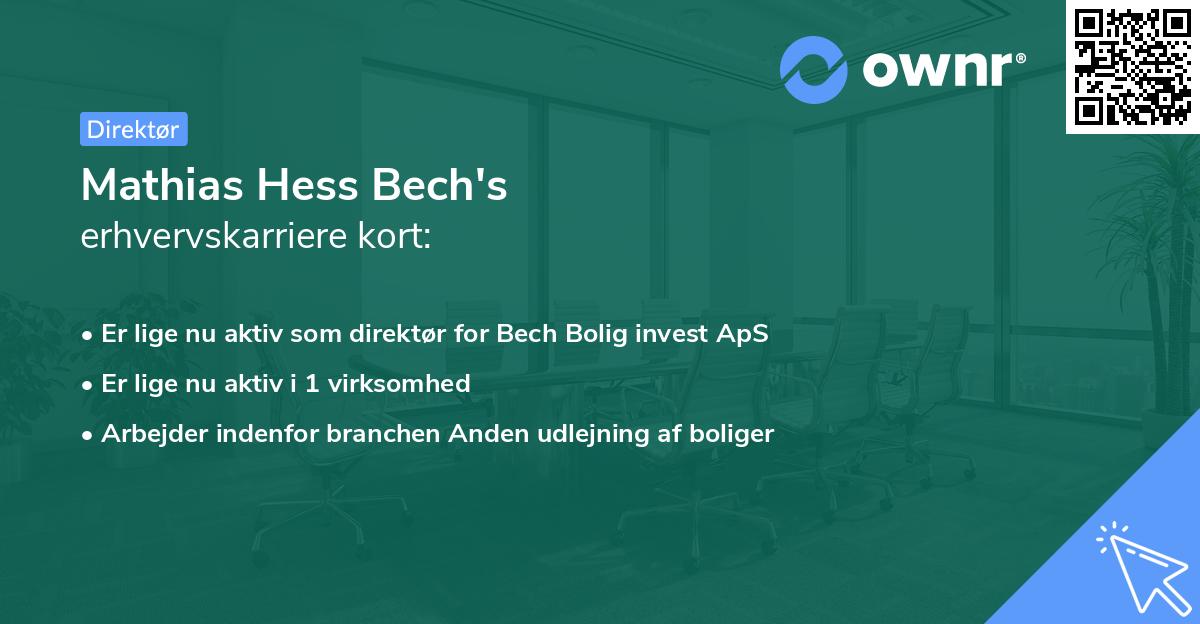 Mathias Hess Bech's erhvervskarriere kort