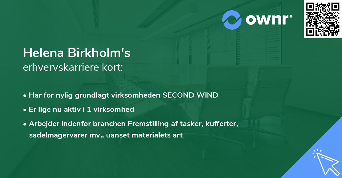 Helena Birkholm's erhvervskarriere kort