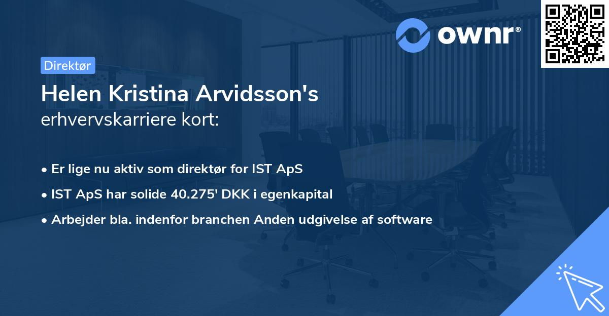 Helen Kristina Arvidsson's erhvervskarriere kort