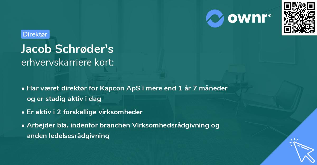 Jacob Schrøder's erhvervskarriere kort