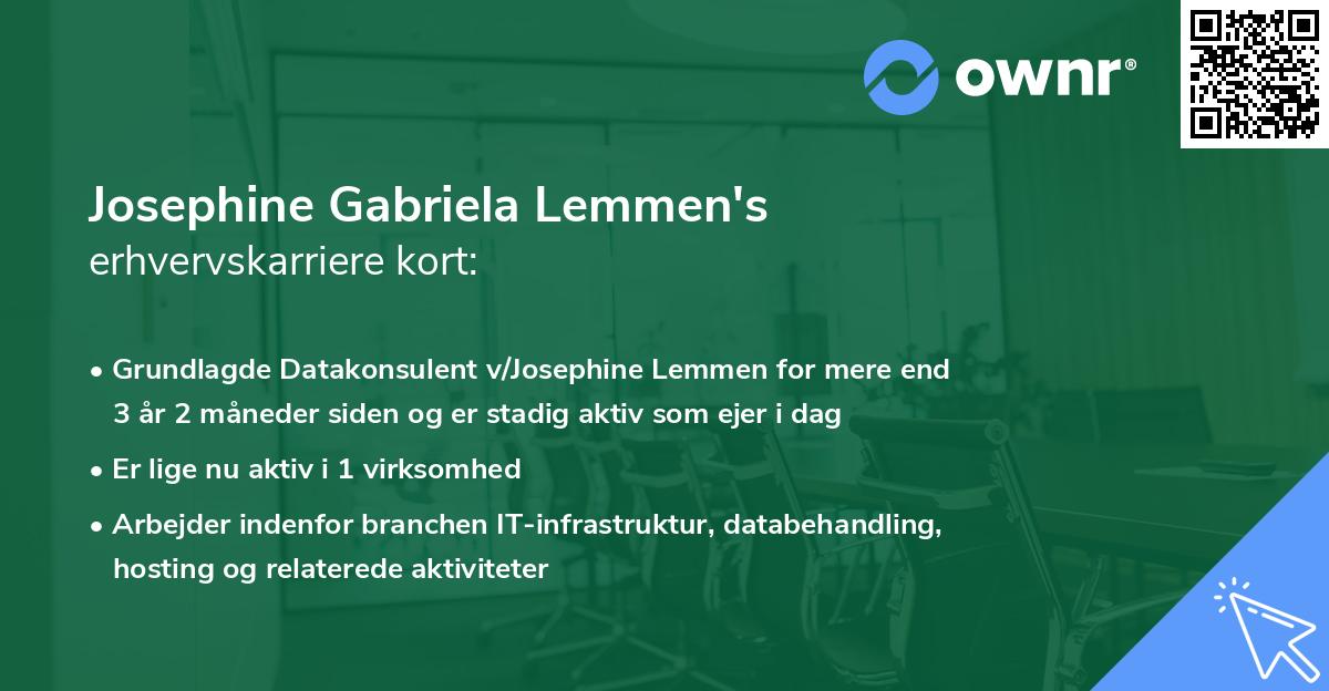 Josephine Gabriela Lemmen's erhvervskarriere kort