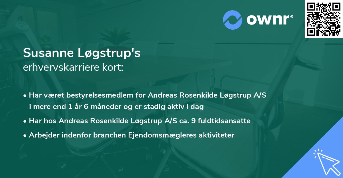 Susanne Løgstrup's erhvervskarriere kort