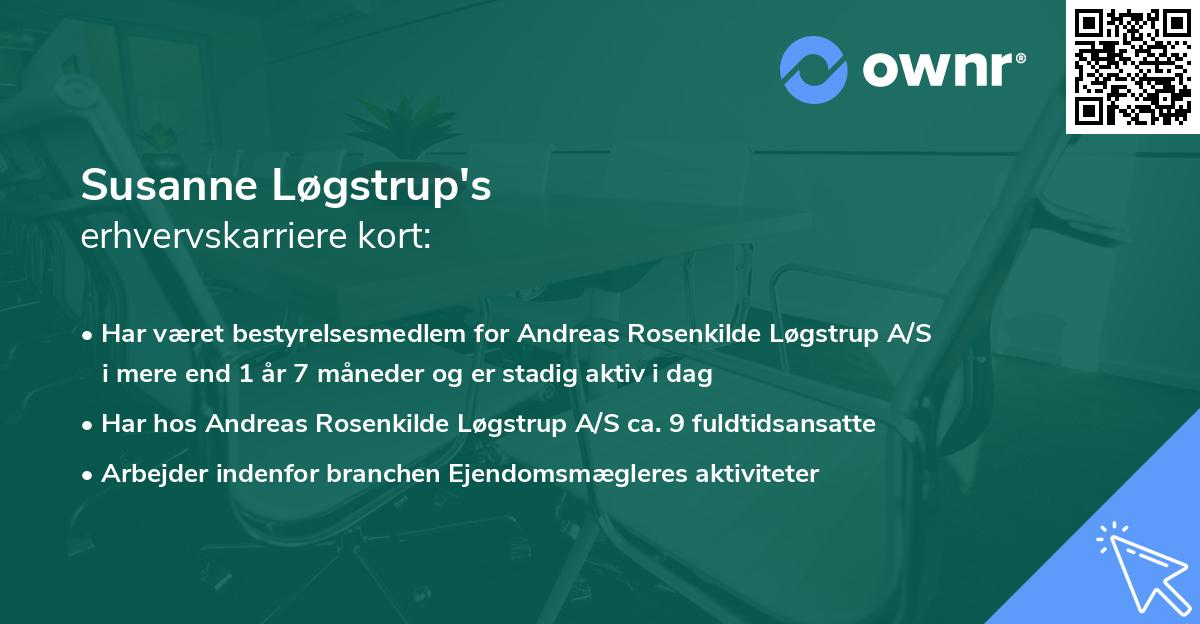 Susanne Løgstrup's erhvervskarriere kort