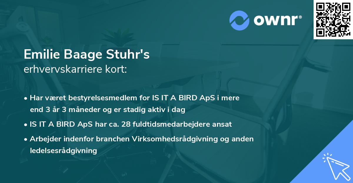 Emilie Baage Stuhr's erhvervskarriere kort