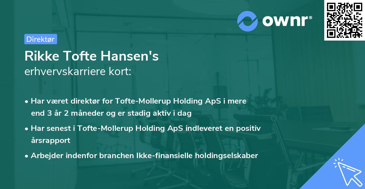 Rikke Tofte Hansen's erhvervskarriere kort