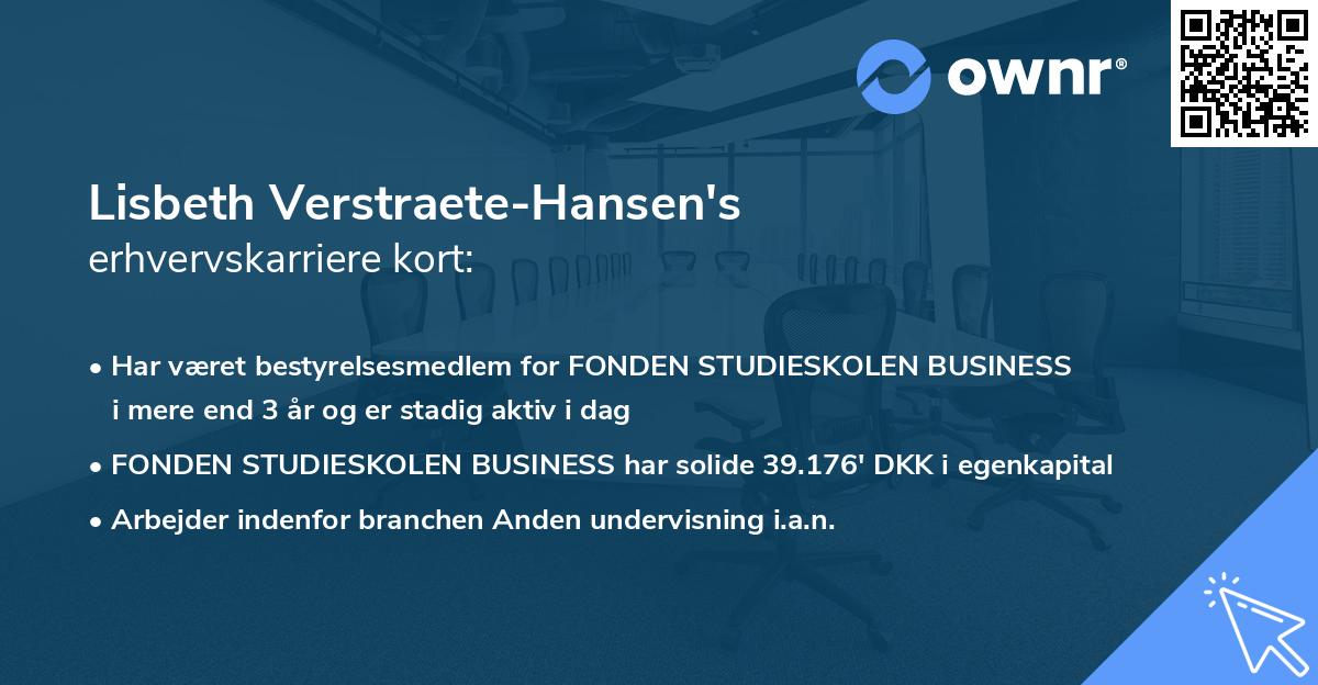 Lisbeth Verstraete-Hansen's erhvervskarriere kort