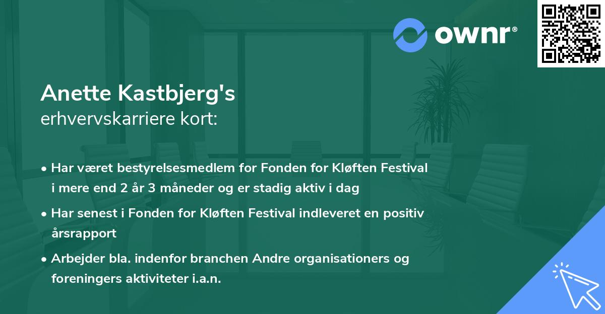 Anette Kastbjerg's erhvervskarriere kort