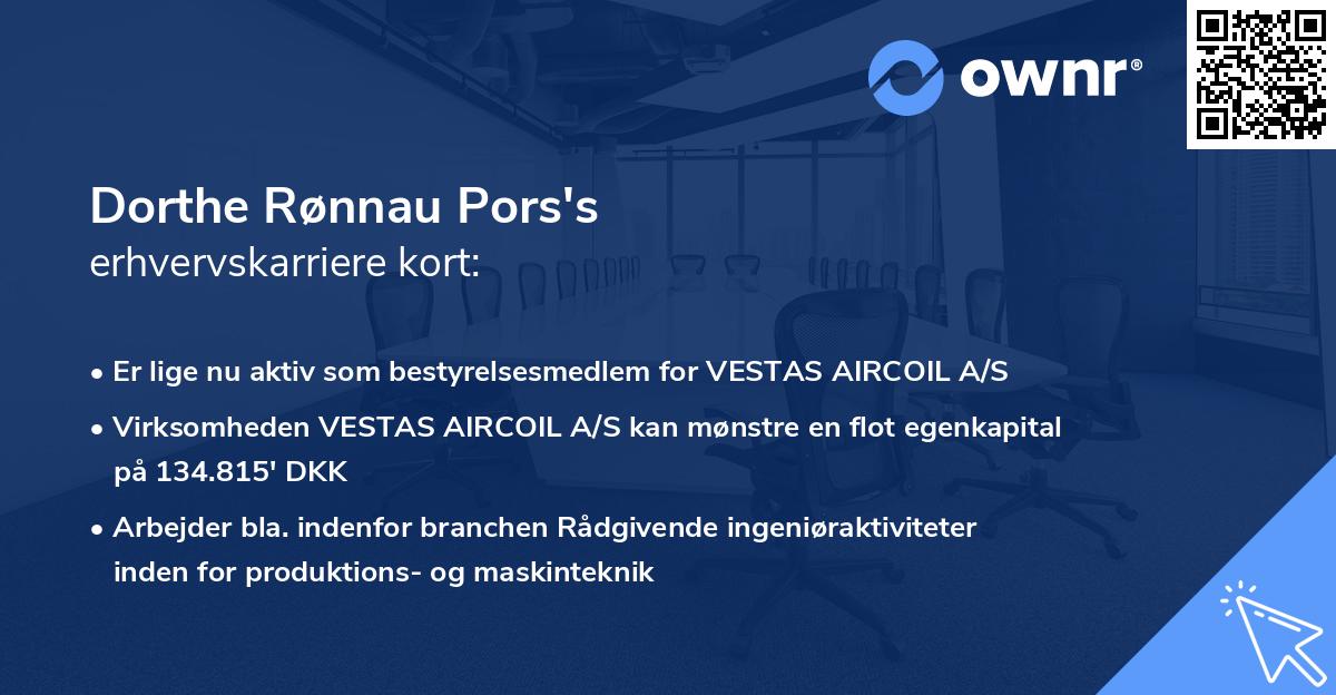 Dorthe Rønnau Pors's erhvervskarriere kort