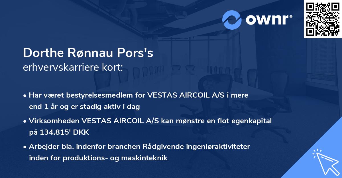 Dorthe Rønnau Pors's erhvervskarriere kort
