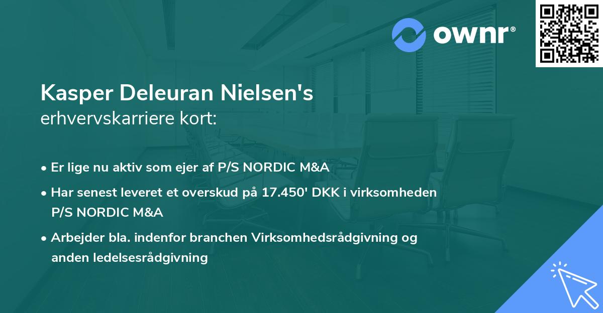 Kasper Deleuran Nielsen's erhvervskarriere kort