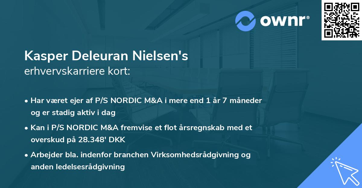 Kasper Deleuran Nielsen's erhvervskarriere kort