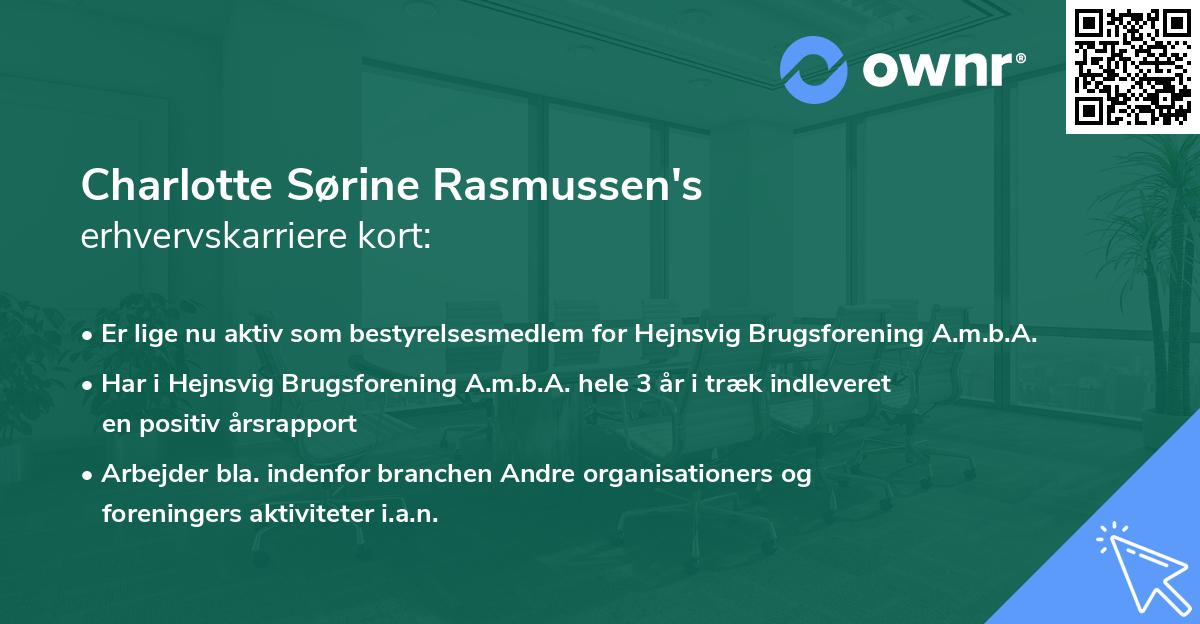 Charlotte Sørine Rasmussen's erhvervskarriere kort
