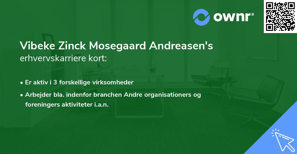 Vibeke Zinck Mosegaard Andreasen's erhvervskarriere kort