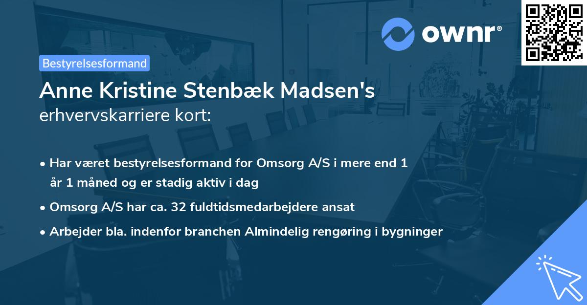 Anne Kristine Stenbæk Madsen's erhvervskarriere kort