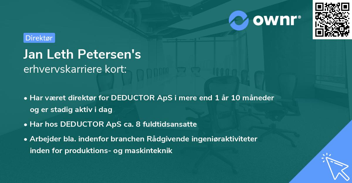 Jan Leth Petersen's erhvervskarriere kort