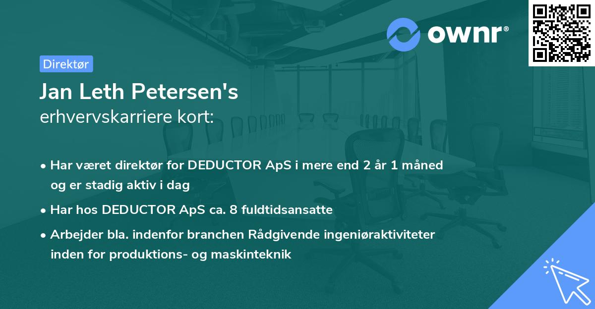 Jan Leth Petersen's erhvervskarriere kort